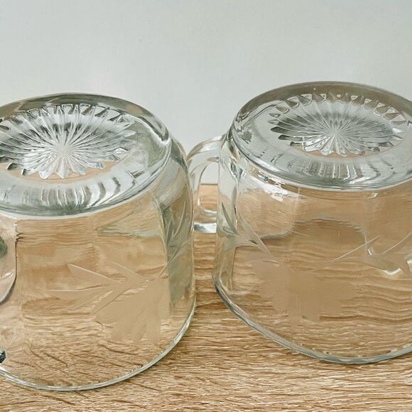 Vintage Antique Etched Flower Clear Paneled Pressed Glass Open Sugar Creamer Set - Picture 11 of 15